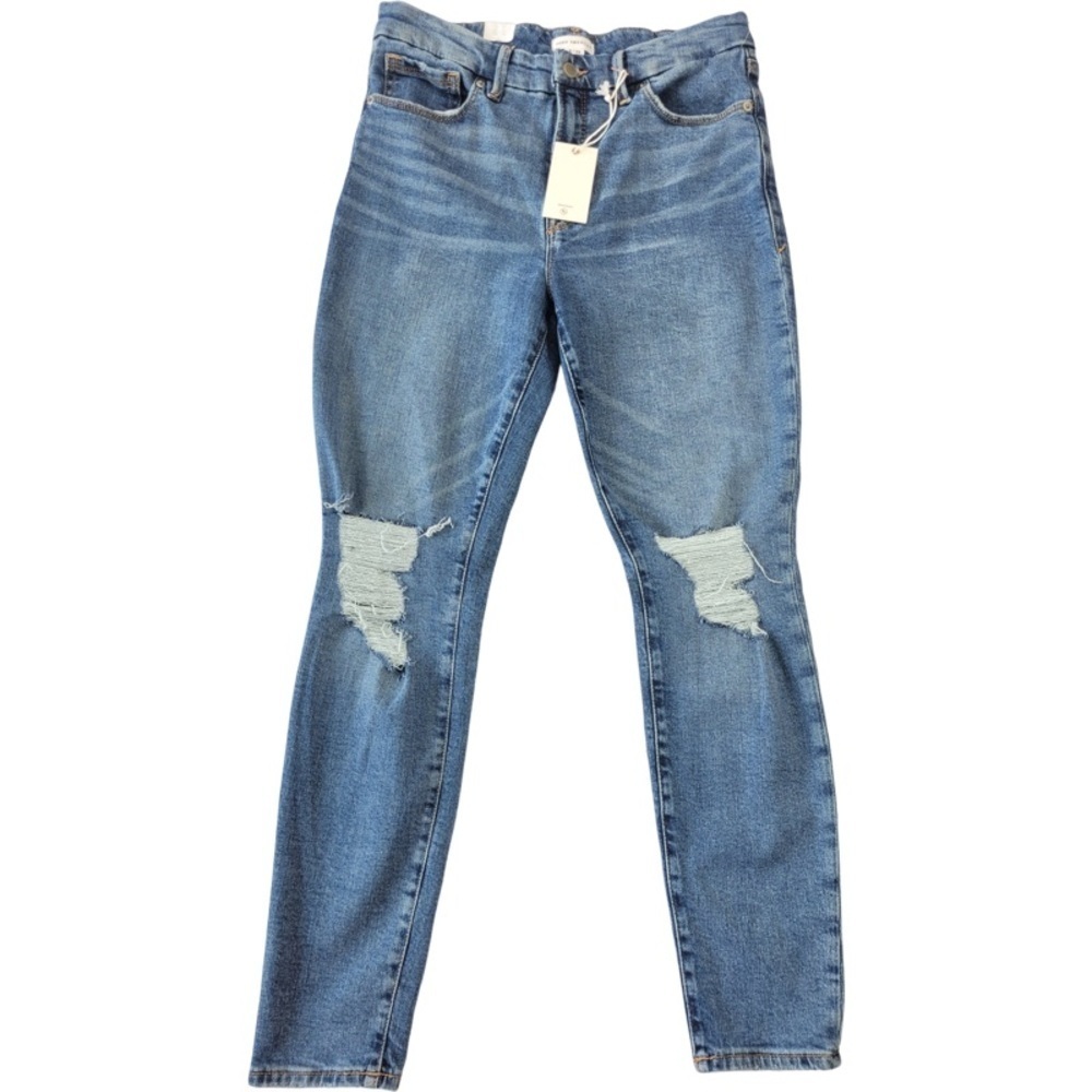 ✅ NWT Good American women’s blue distressed skinny jeans size 8/29